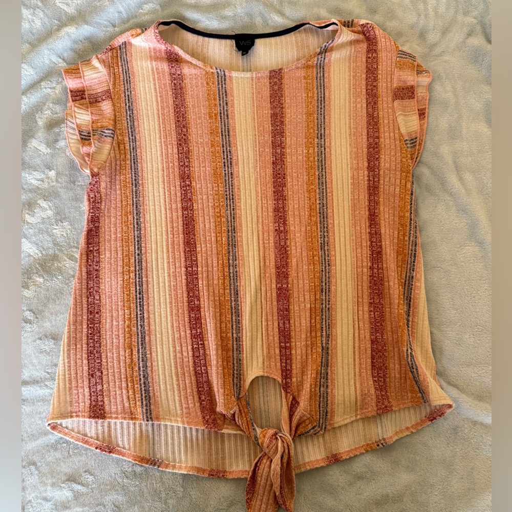 Striped Tie-Front Top